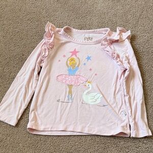 Little Sleepies Pink Ballerina and Swan Long Sleeve Tee